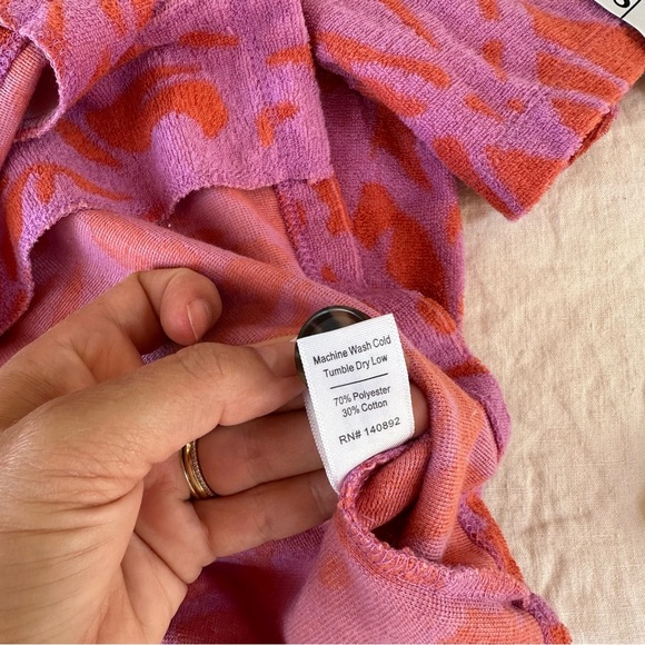 Marine Layer Terry Out Resort Shirt and Shorts Orange Lavender Floral Set - Picture 11 of 13